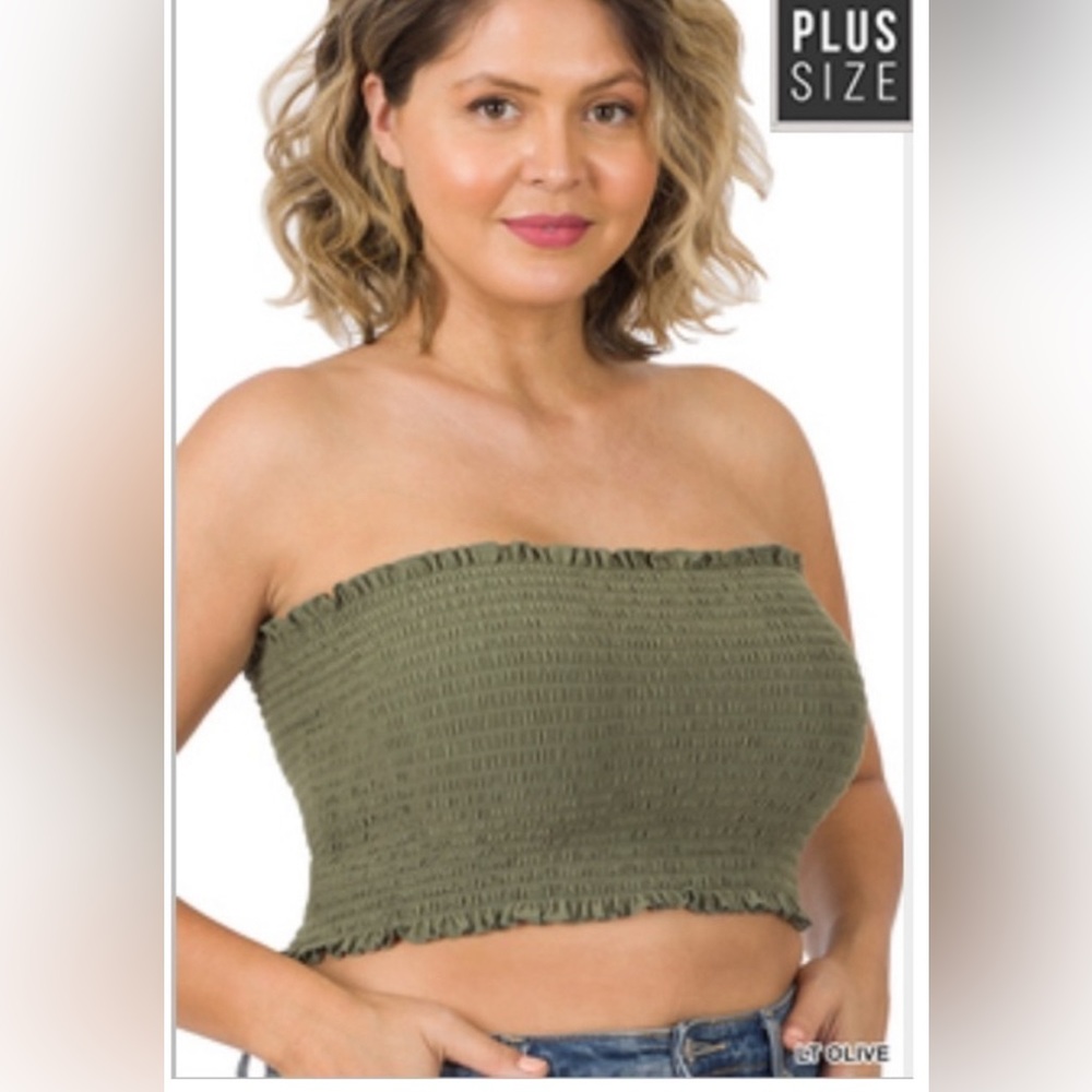 Zenana PLUS SIZE SMOCKED TUBE TOP (3X)